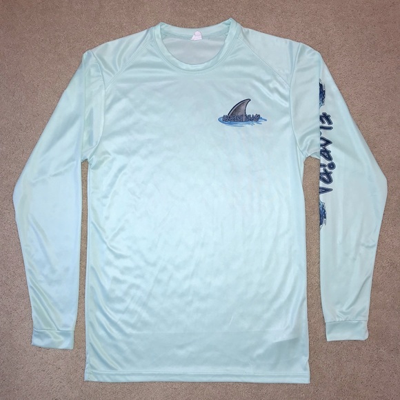 Paragon Long Sleeve Swim Top Size S UPF 50 Caladesi Island Florida Shark Graphic - Picture 3 of 7